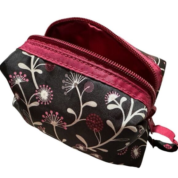 Floral Makeup Bag | Compact & Stylish Floral Black and Pink Women's Bag - Picture 1 of 16